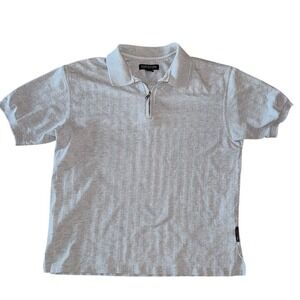 Structure Men's M Gray Quarter Zip Micro Stripe Polo Shirt preppy Vtg old money